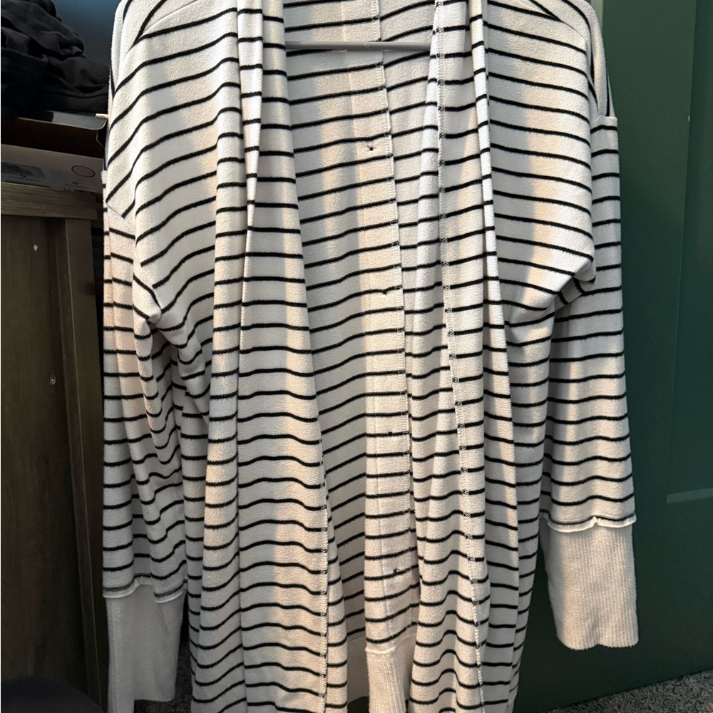 Maurices Button Down Back, Black and White Striped Cardigan